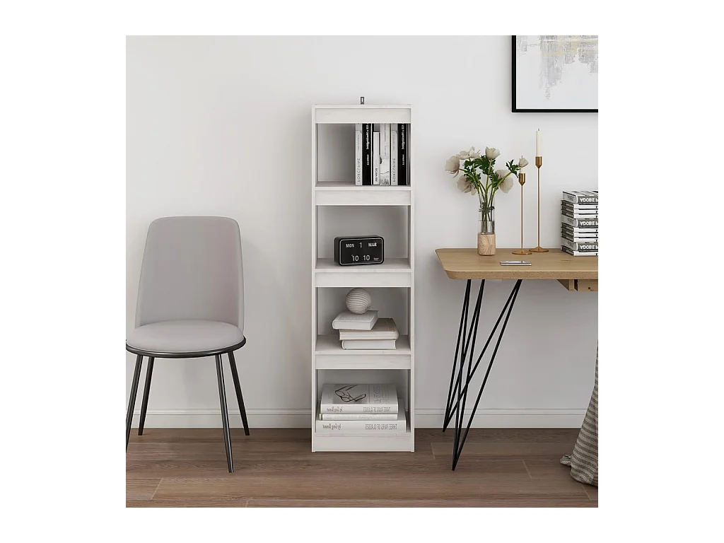 Libreria | Scaffale | Mobile di stoccaggio Divisorio Bianco 40x30x135,5 cm Legno Massello di Pino