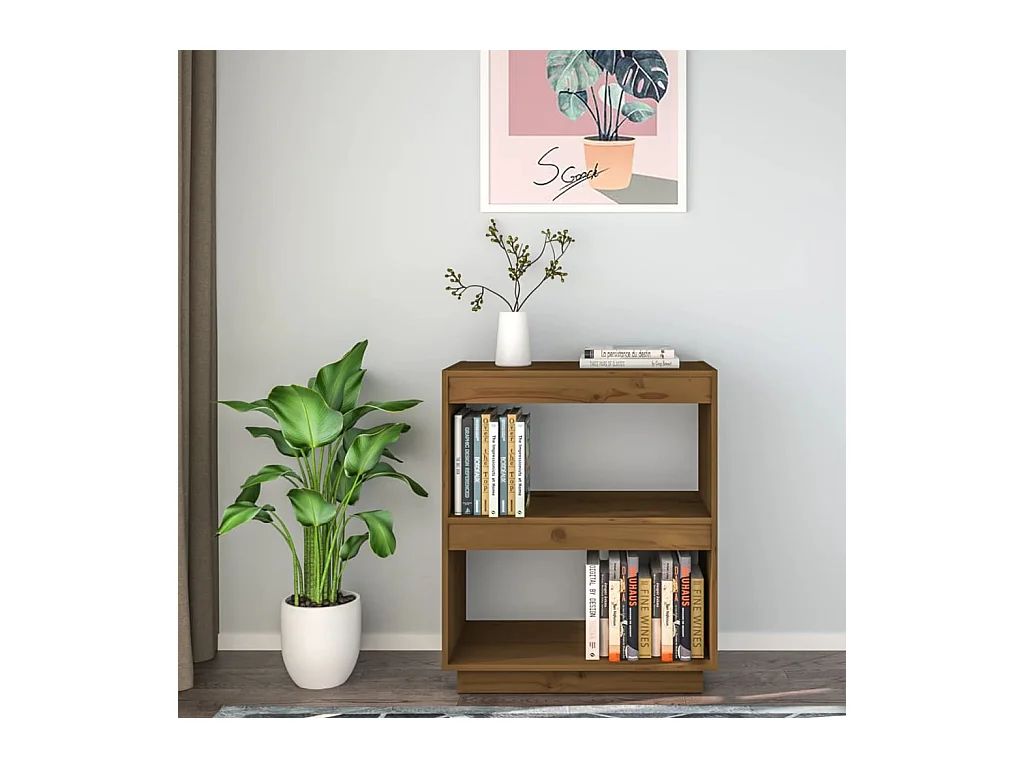 Bibliothèque | Etagère de rangement | Meuble de rangement Marron miel 60x35x71 cm Bois de pin massif
