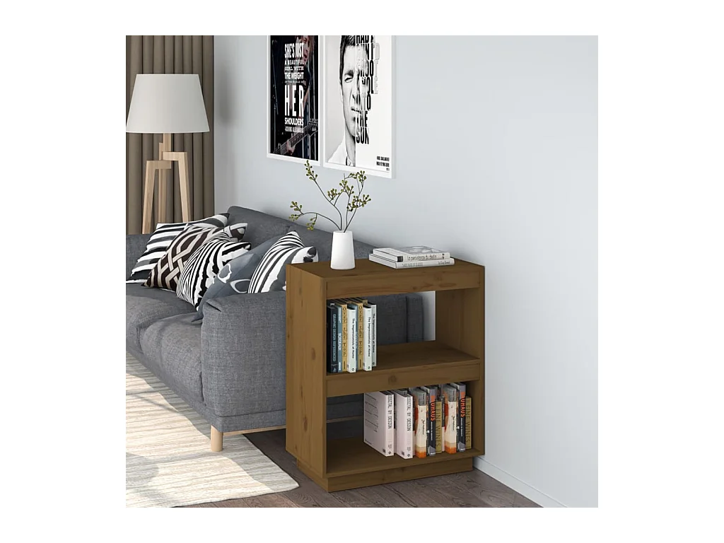 Libreria | Scaffale | Mobile di stoccaggio Marrone Ambra 60x35x71 cm in Legno Massello di Pino