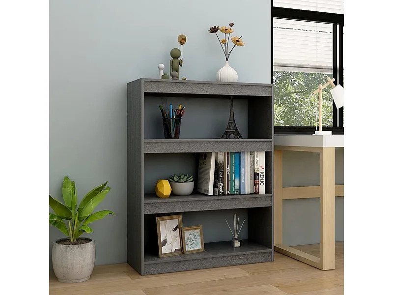 Libreria | Scaffale | Mobile di stoccaggio Divisorio Grigio 100x30x103 cm in Massello di Pino