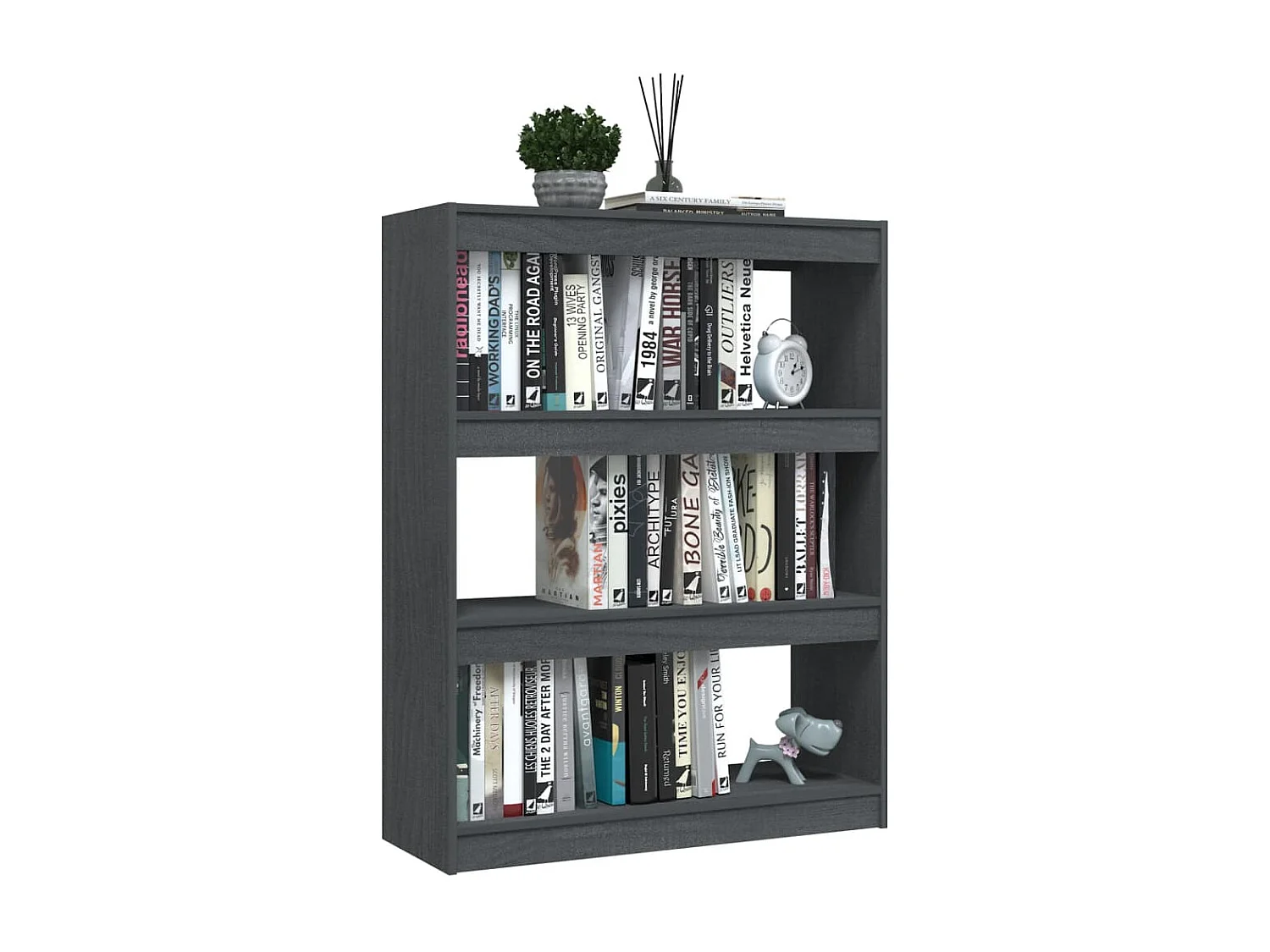Bibliothèque | Etagère de rangement | Meuble de rangement Gris 100x30x103 cm Pin massif