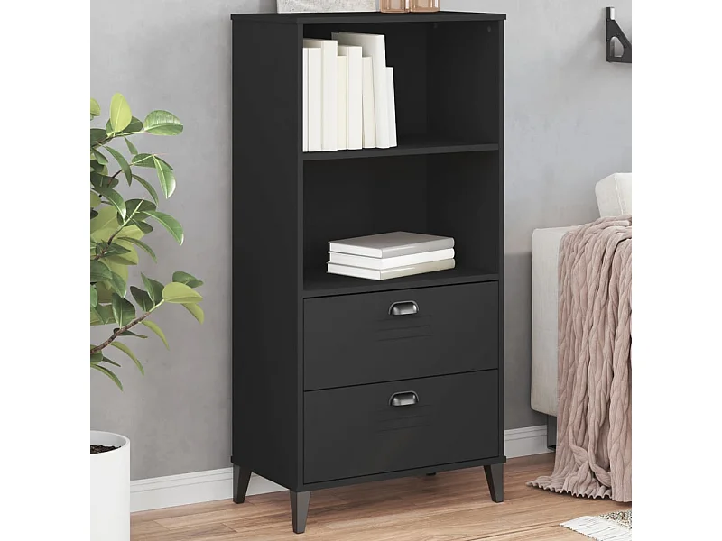 Libreria | Scaffale | Mobile di stoccaggio VIKEN Nera 60x35x123 cm in Legno Multistrato