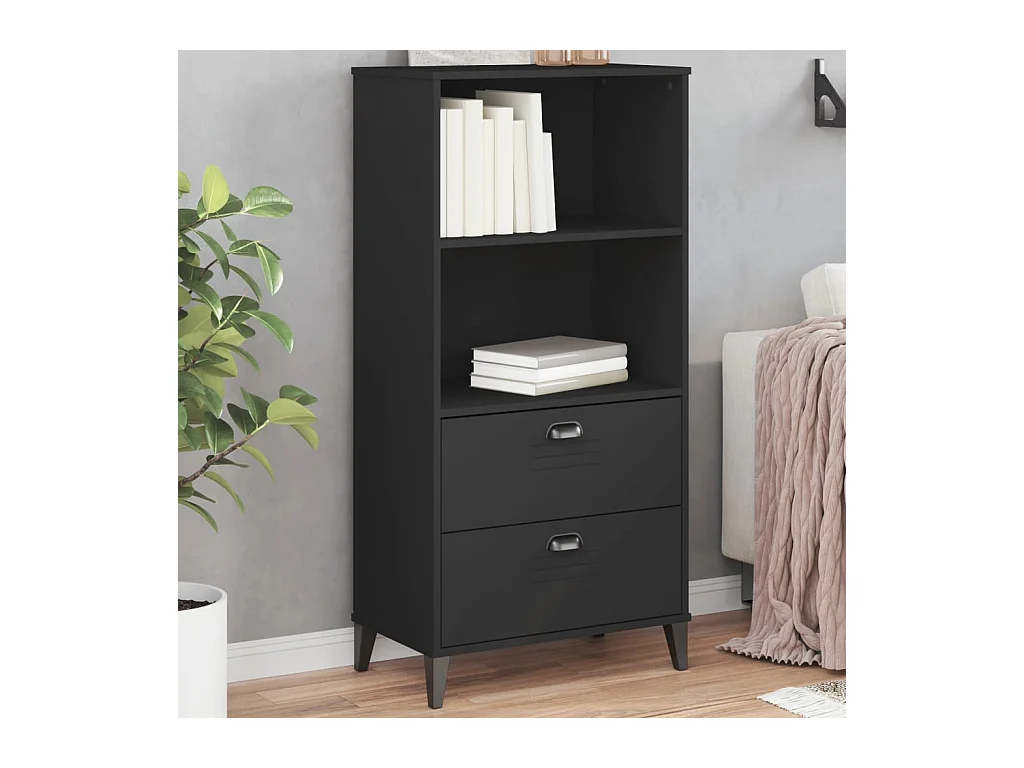 Libreria | Scaffale | Mobile di stoccaggio VIKEN Nera 60x35x123 cm in Legno Multistrato