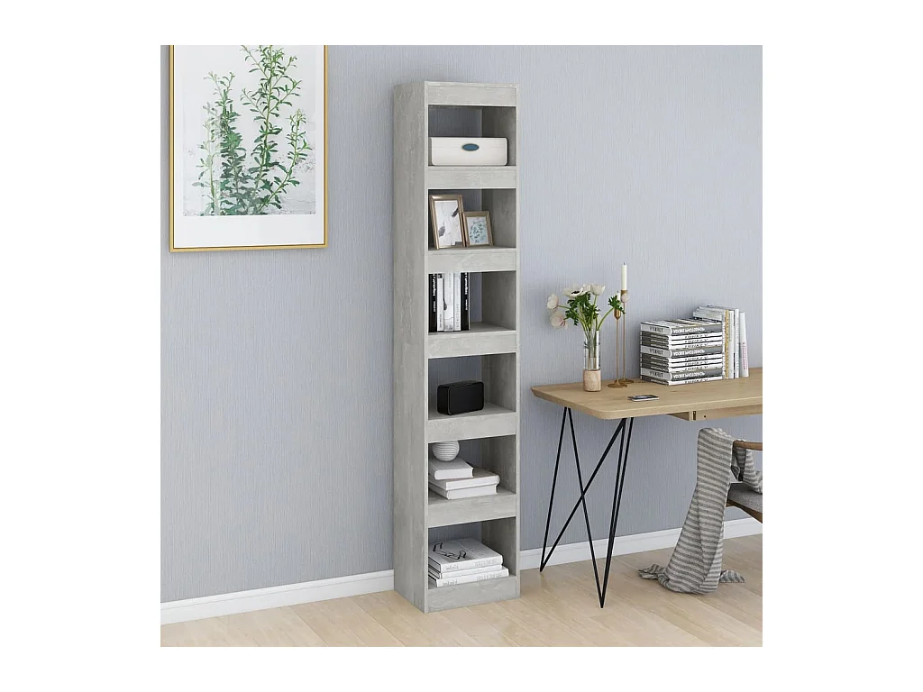 Bibliothèque | Etagère de rangement | Meuble de rangement Gris béton 40x30x198 cm