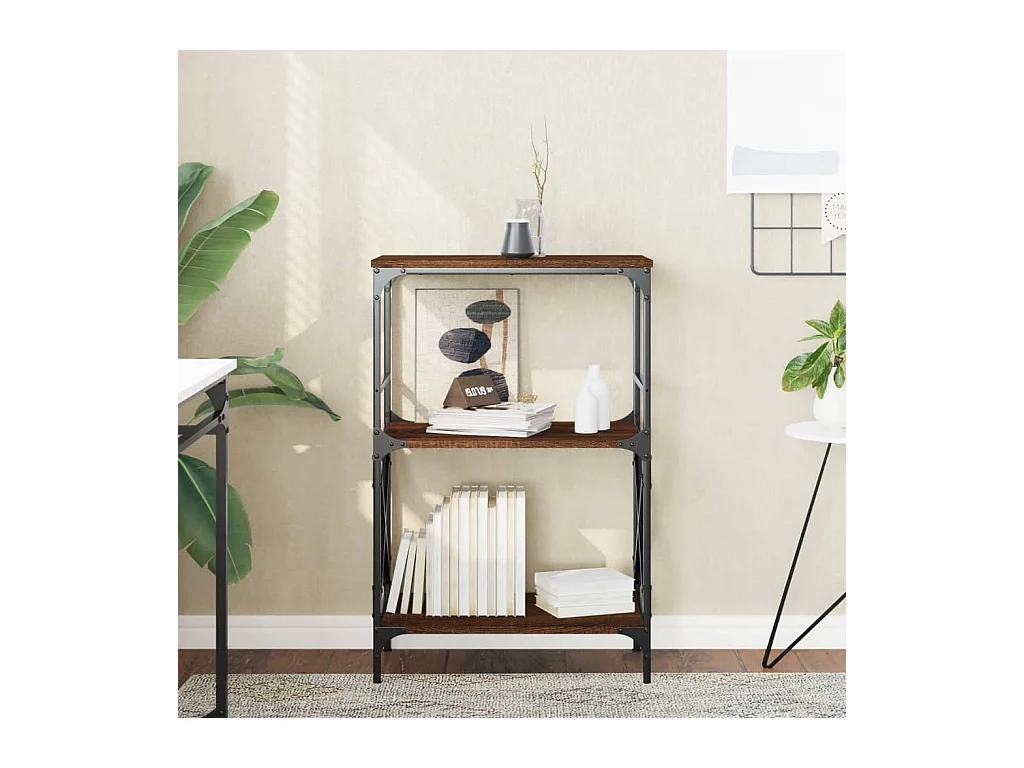 Bibliothèque | Etagère de rangement | Meuble de rangement à 3 niveaux chêne marron 59x35x90,5 cm