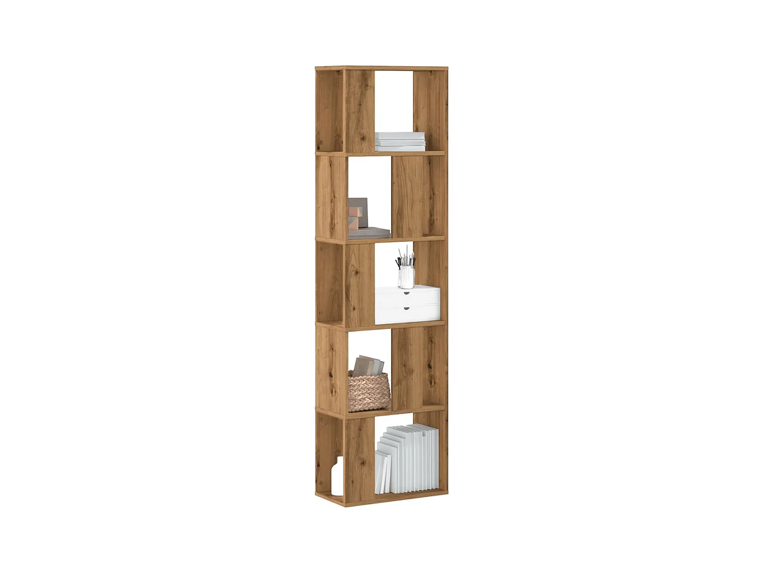 Libreria | Scaffale | Mobile di stoccaggio 5 Piani Rovere Artigianale 45x23,5x162,5cm Multistrato