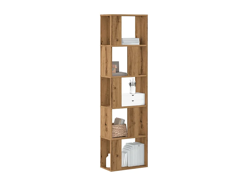 Bibliothèque | Etagère de rangement | Meuble de rangement 5 niveaux chêne artisanal bois ingénierie