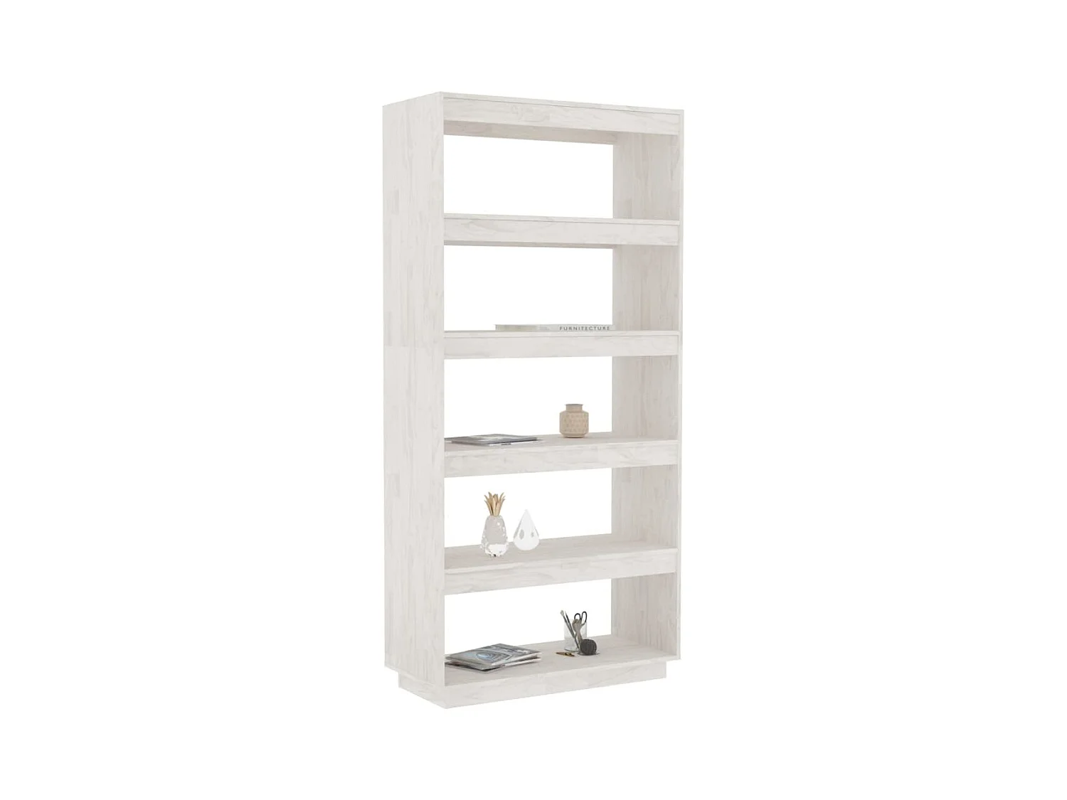 Libreria | Scaffale | Mobile di stoccaggio Divisorio Bianco 80x35x167 cm in Massello di Pino