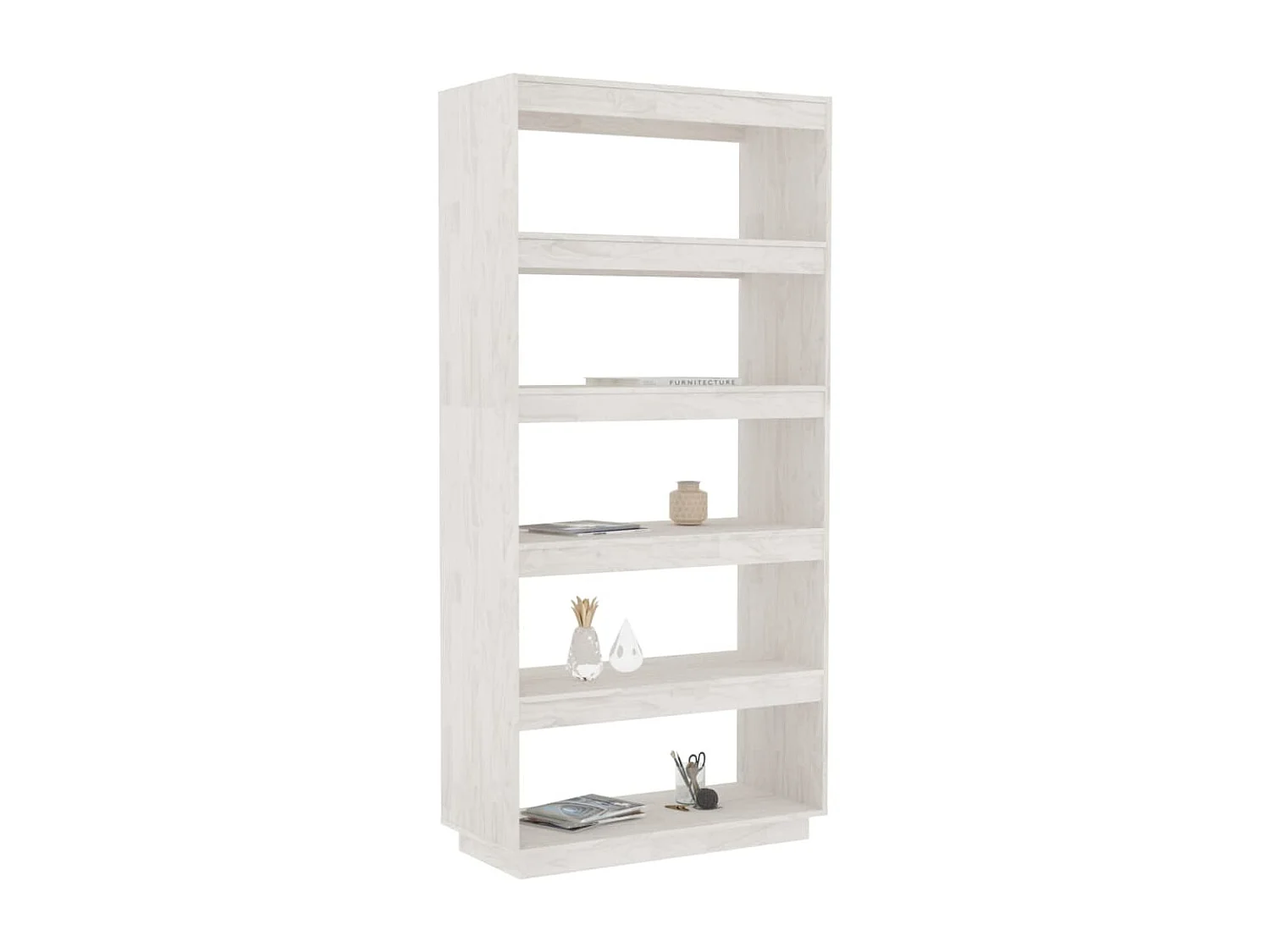 Libreria | Scaffale | Mobile di stoccaggio Divisorio Bianco 80x35x167 cm in Massello di Pino