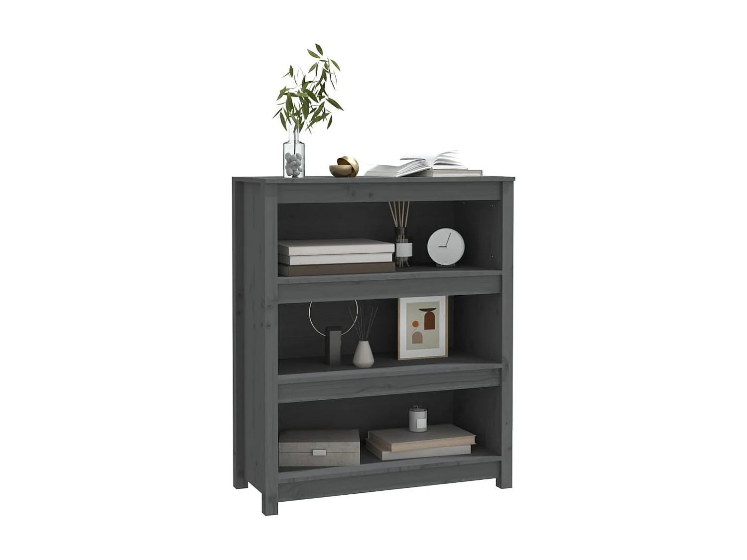 Bibliothèque | Etagère de rangement | Meuble de rangement Gris 80x35x97 cm Bois de pin massif