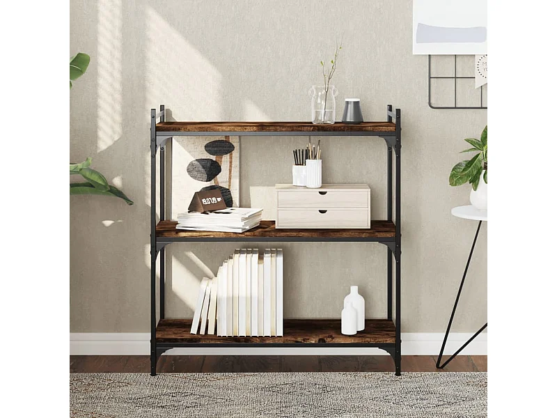 Libreria | Scaffale | Mobile di stoccaggio a 3 Ripiani Rovere Fumo 80x30x86 cm Legno Multistrato