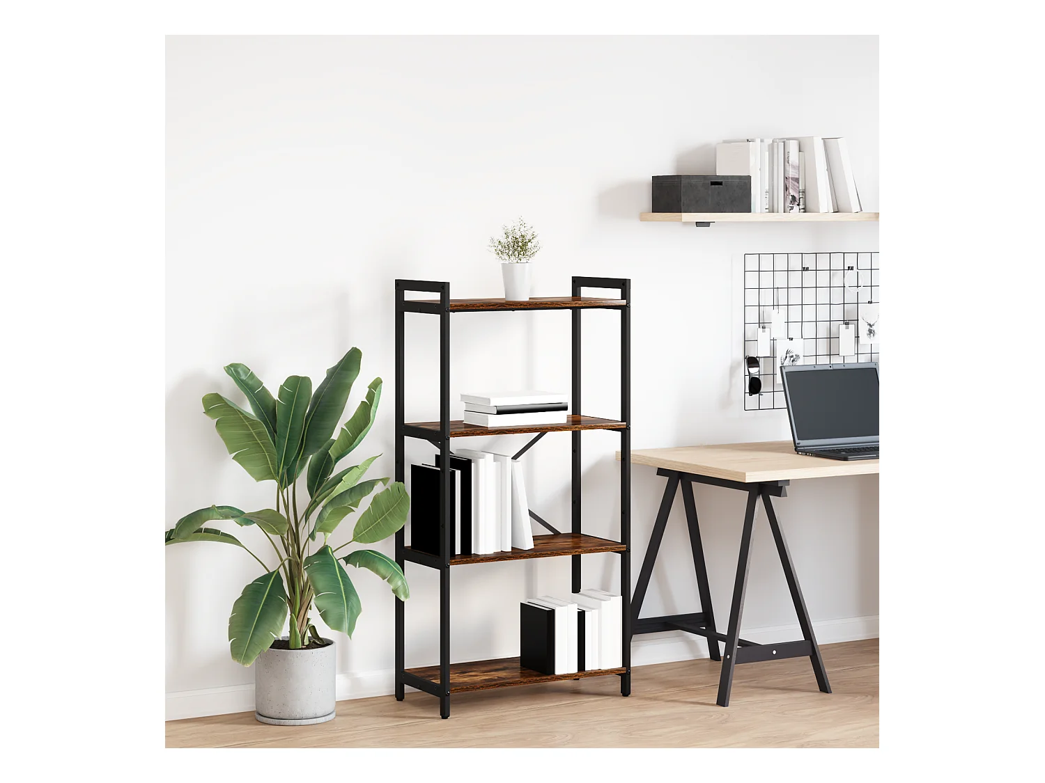 Bibliothèque | Etagère de rangement | Meuble de rangement Chêne fumé 60 x 30 x 118 cm Panneau de particules