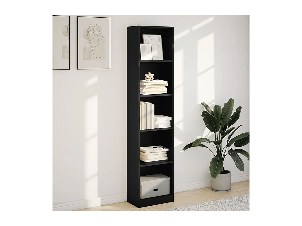 Bibliothèque | Etagère de rangement | Meuble de rangement noir 40x24x176 cm bois d'ingénierie