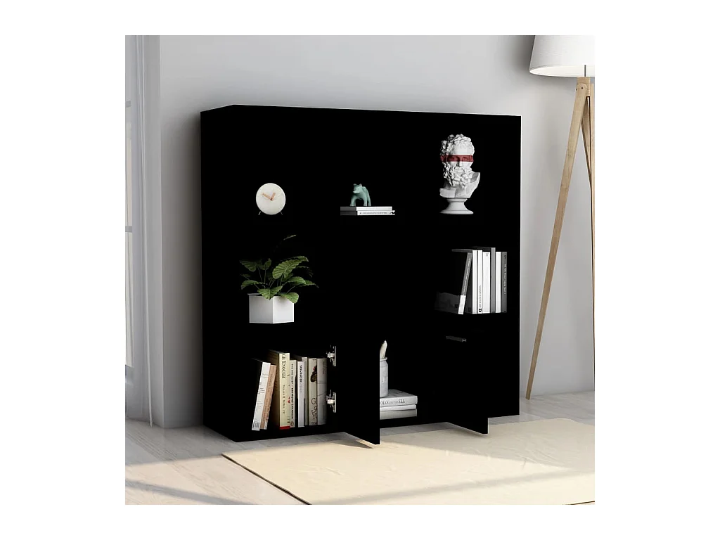 Libreria | Scaffale | Mobile di stoccaggio Nera 98x30x98 cm in Legno Multistrato