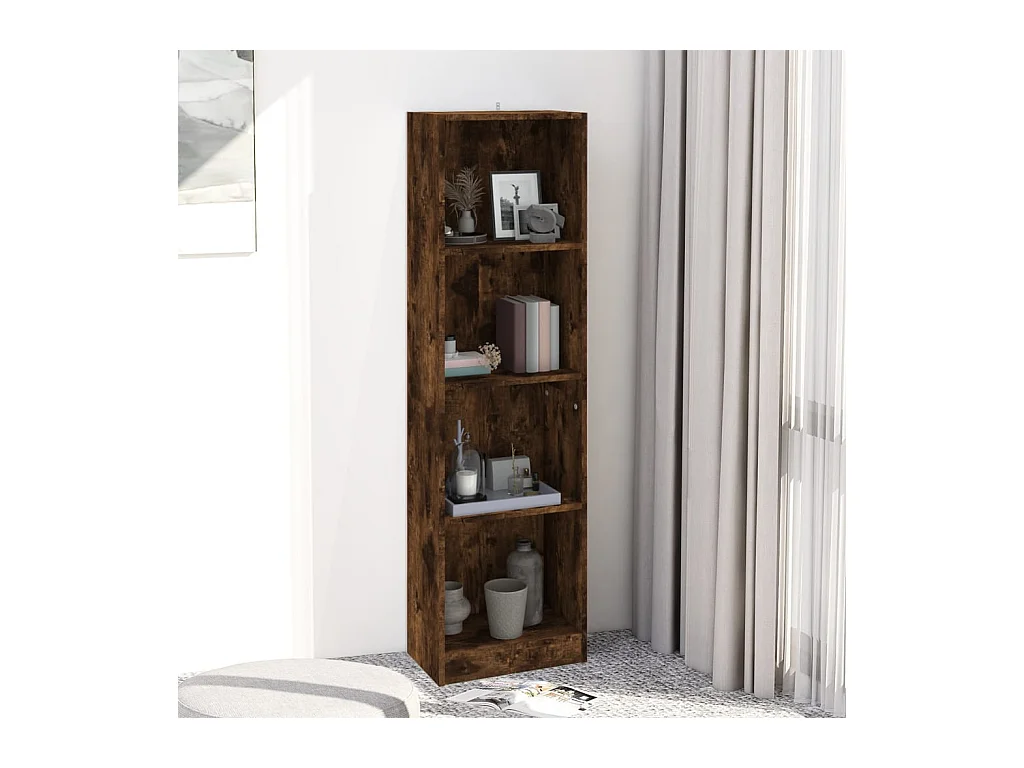 Bibliothèque | Etagère de rangement | Meuble de rangement 4 niveaux Chêne fumé 40x24x143cm Bois d'ingénierie