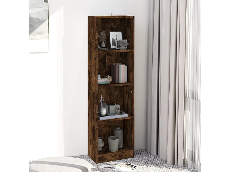 Libreria | Scaffale | Mobile di stoccaggio a 4 Ripiani Rovere Fumo 40x24x143 cm Legno Multistrato