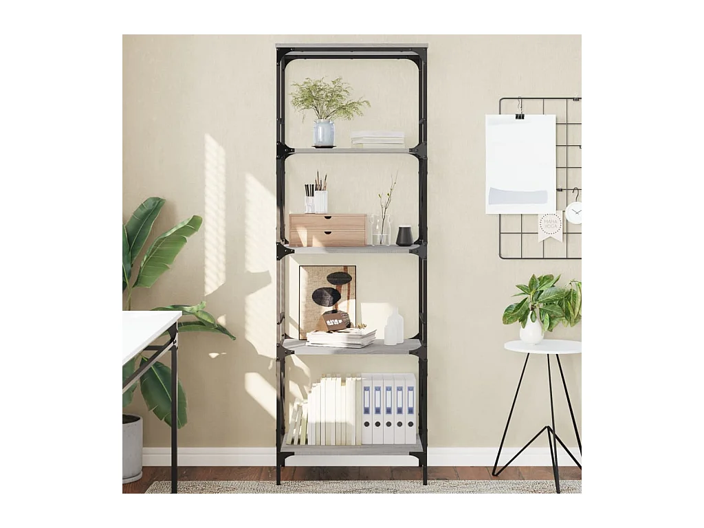 Bibliothèque | Etagère de rangement | Meuble de rangement à 5 niveaux sonoma gris 59x35x171 cm