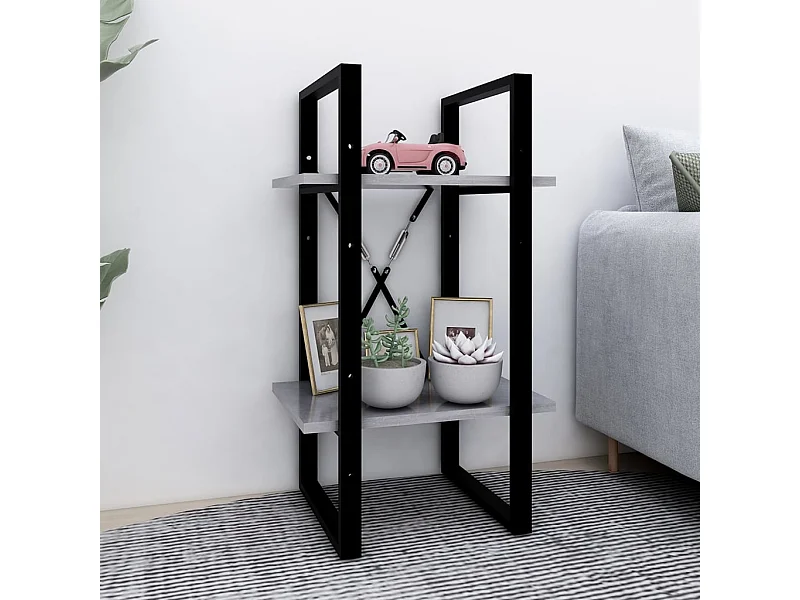 Bibliothèque | Etagère de rangement | Meuble de rangement à 2 niveaux gris béton 40x30x70 cm bois ingénierie