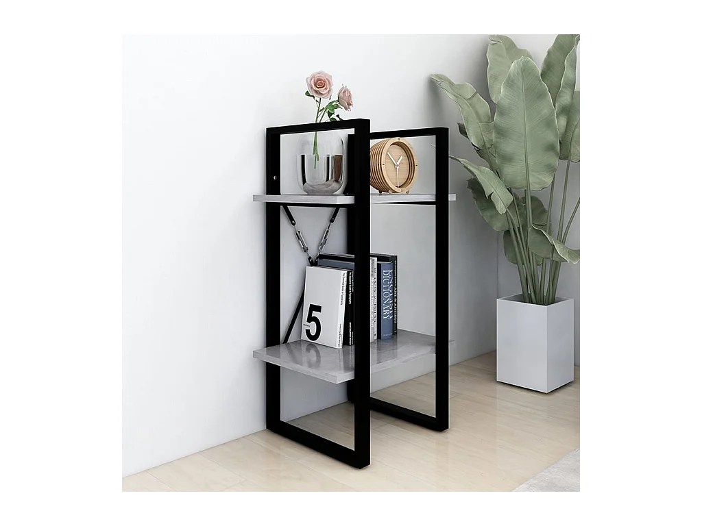 Bibliothèque | Etagère de rangement | Meuble de rangement à 2 niveaux gris béton 40x30x70 cm bois ingénierie