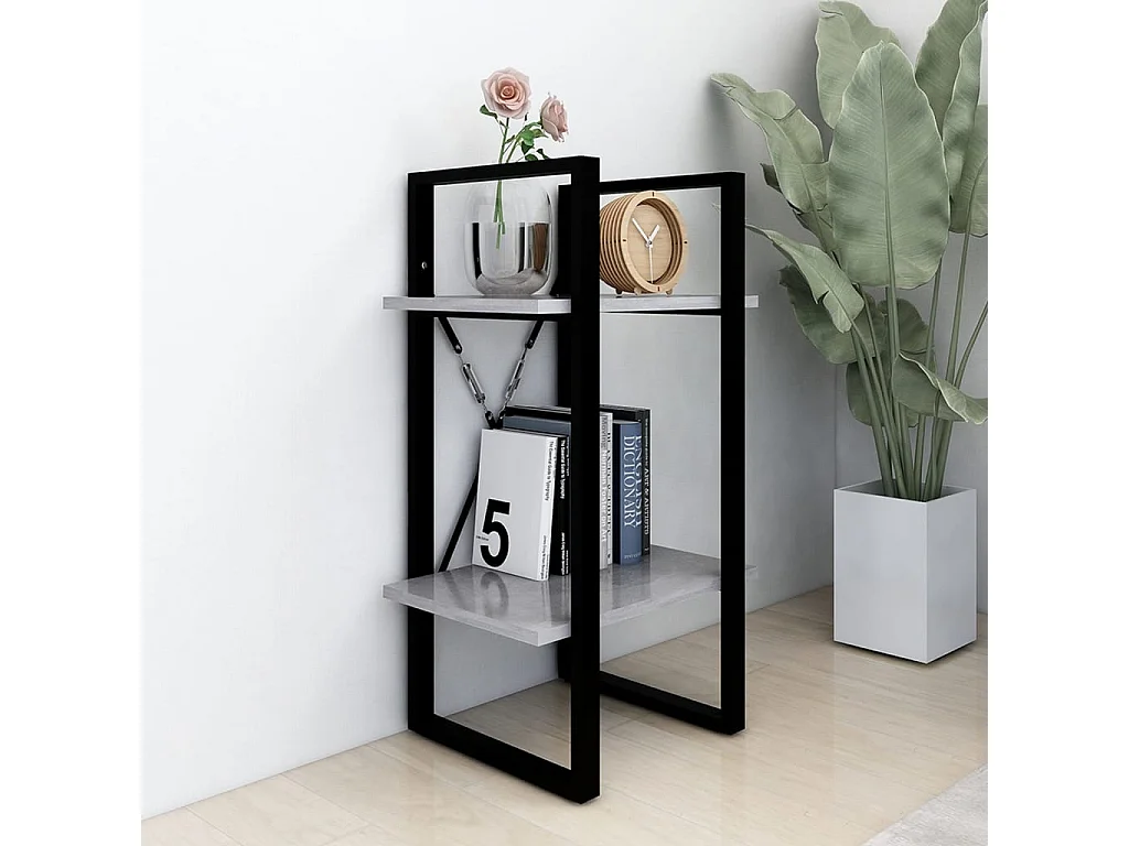 Libreria | Scaffale | Mobile di stoccaggio 2 Ripiani Grigio Cemento 40x30x70 cm Legno Multistrato