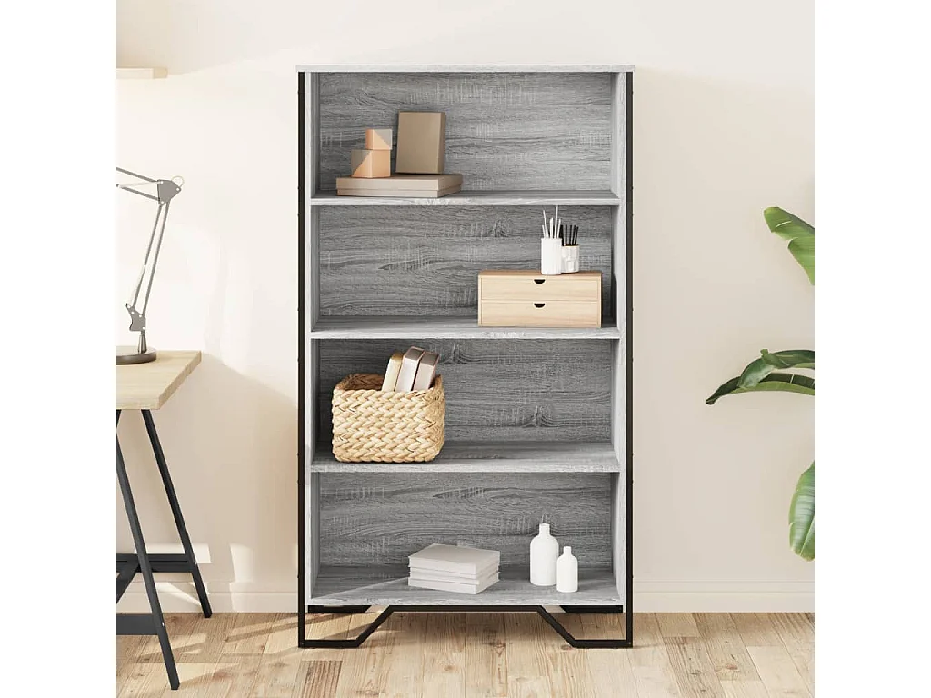 Bibliothèque | Etagère de rangement | Meuble de rangement sonoma gris 80x31x137,5 cm bois d'ingénierie