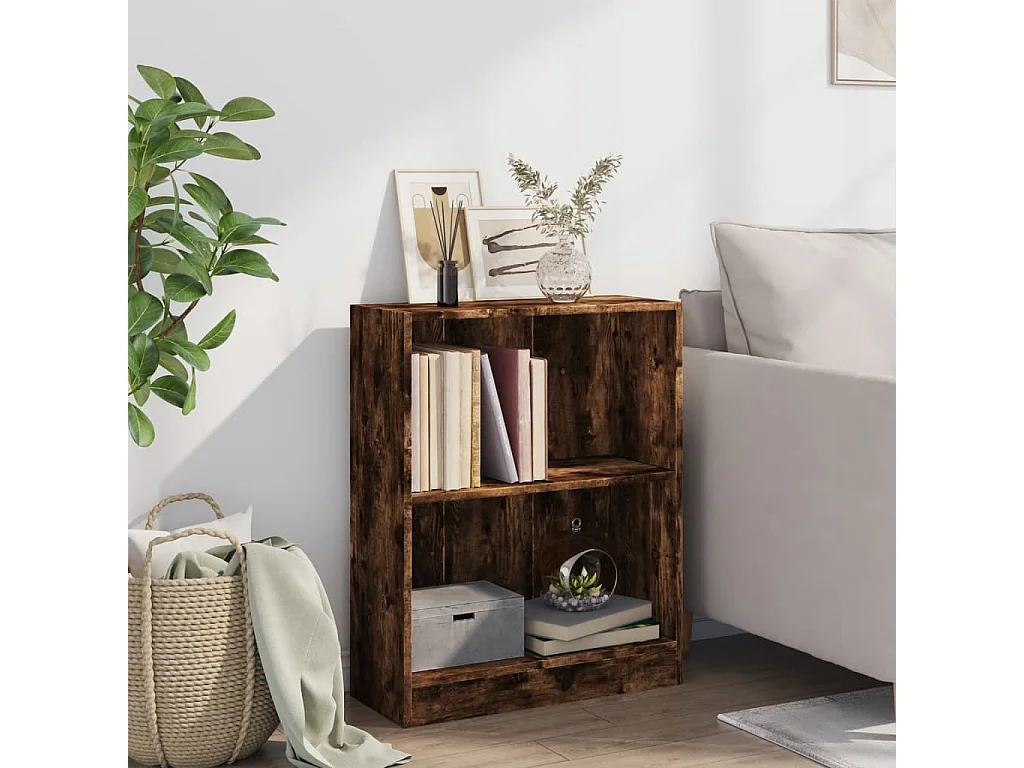 Bibliothèque | Etagère de rangement | Meuble de rangement Chêne fumé 60x24x76 cm Bois d'ingénierie