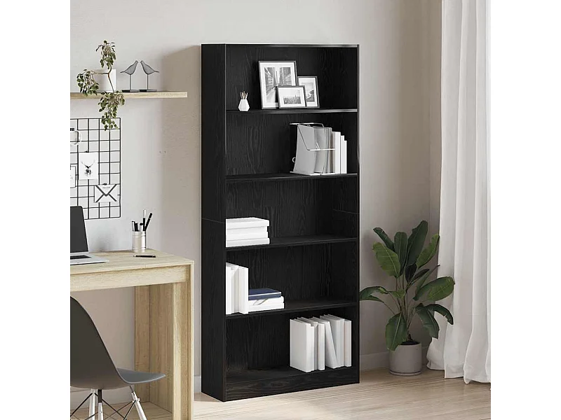 Libreria | Scaffale | Mobile di stoccaggio Rovere Nero 80x24x176 cm in Legno Multistrato