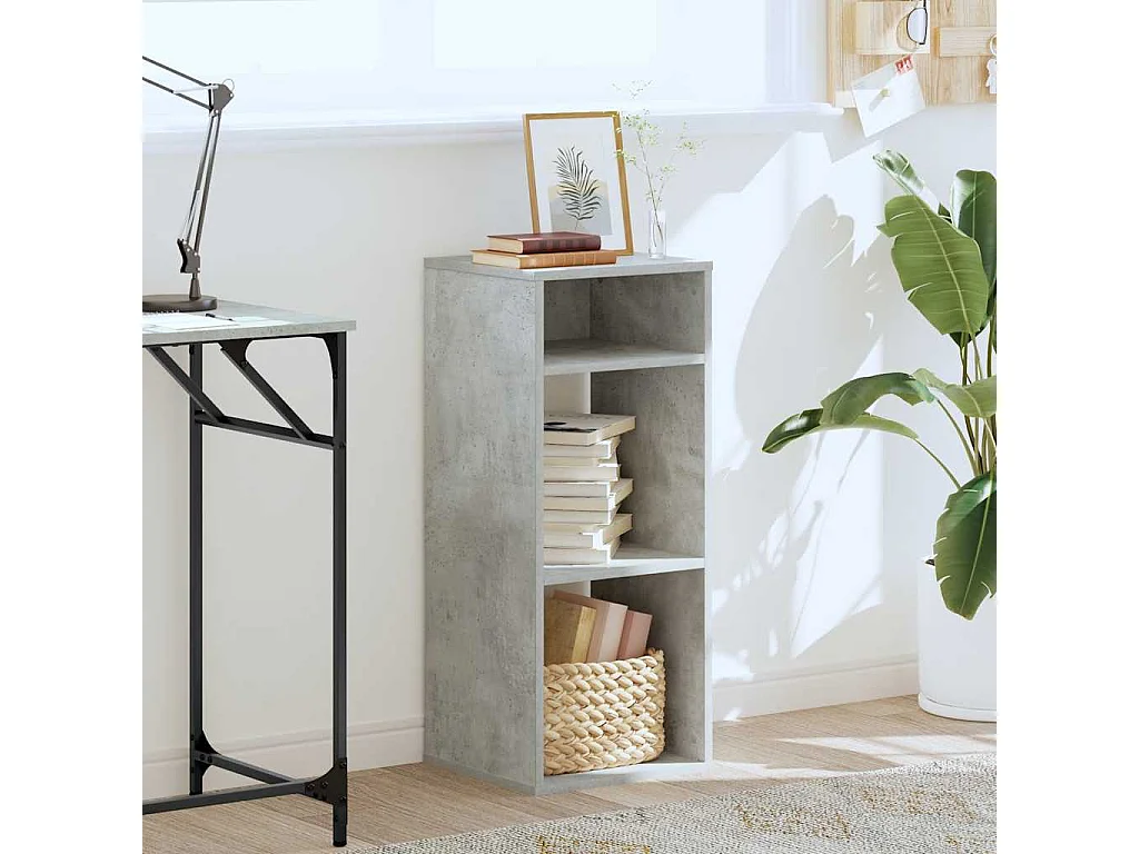 Bibliothèque | Etagère de rangement | Meuble de rangement gris béton 34x31x80 cm bois d’ingénierie