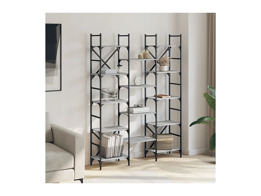 Bibliothèque | Etagère de rangement | Meuble de rangement sonoma gris 127,5x28,5x172,5 cm bois d'ingénierie