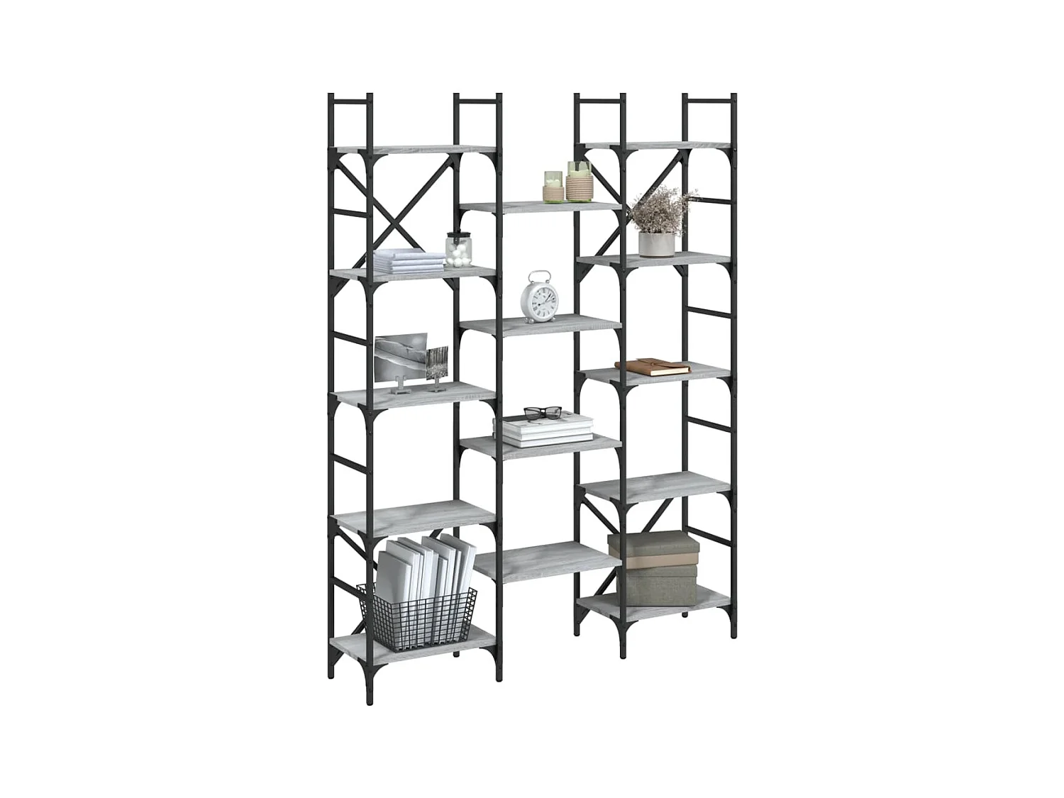 Bibliothèque | Etagère de rangement | Meuble de rangement sonoma gris 127,5x28,5x172,5 cm bois d'ingénierie