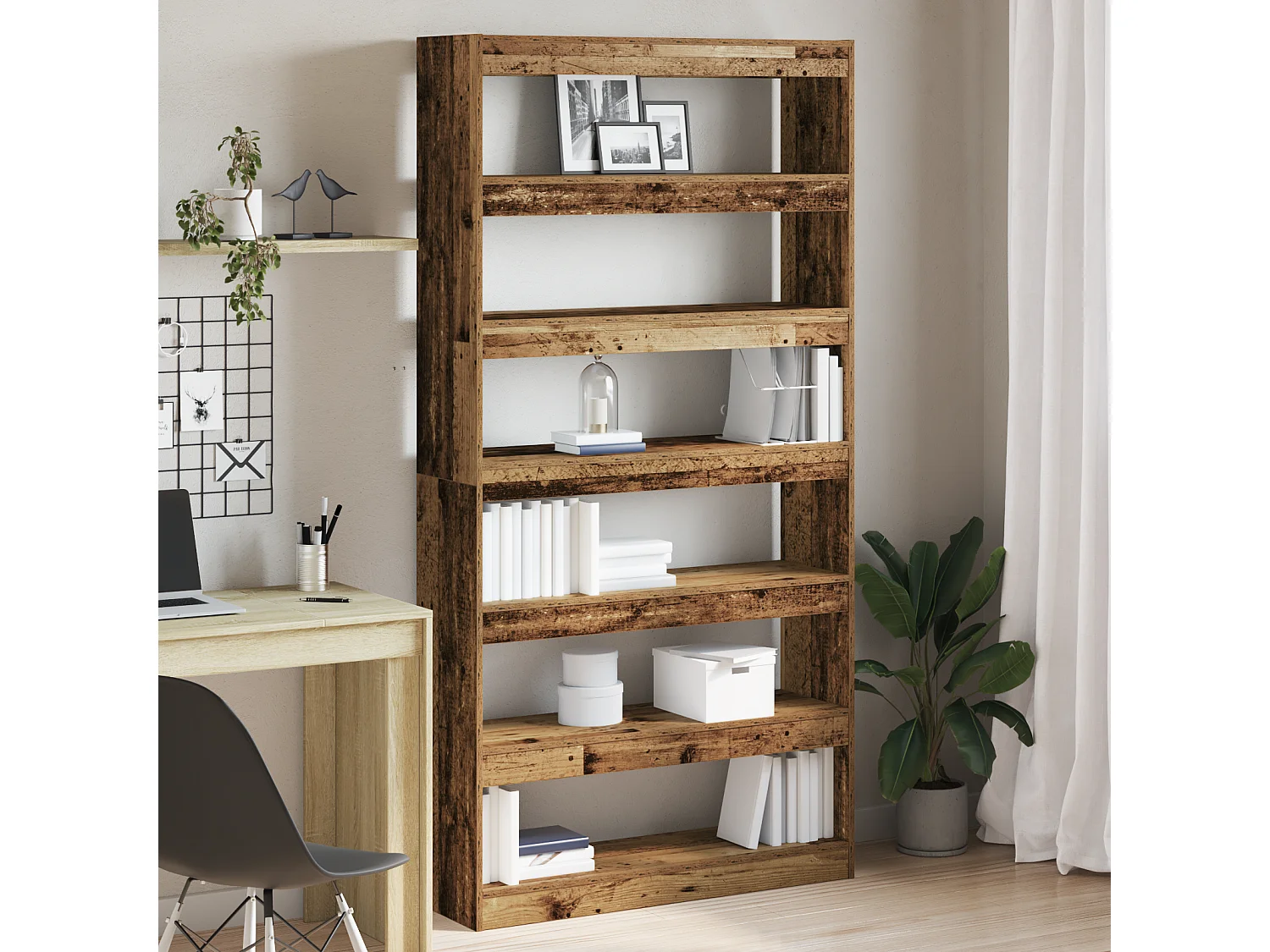 Bibliothèque | Etagère de rangement | Meuble de rangement Bois vieilli Bois d'ingénierie 100 x 30 x 198 cm