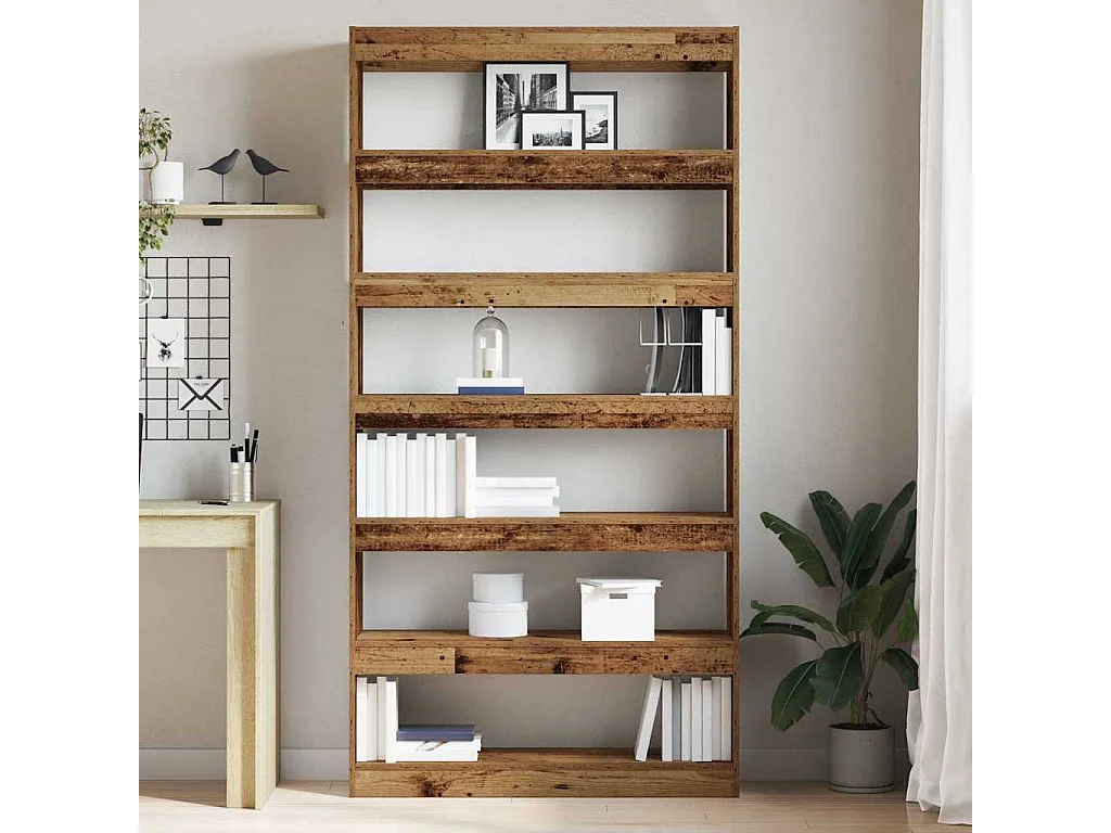 Bibliothèque | Etagère de rangement | Meuble de rangement Bois vieilli Bois d'ingénierie 100 x 30 x 198 cm