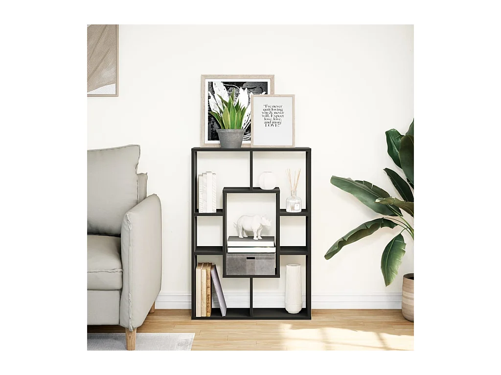 Bibliothèque | Etagère de rangement | Meuble de rangement noir 63x20x90 cm bois d'ingénierie