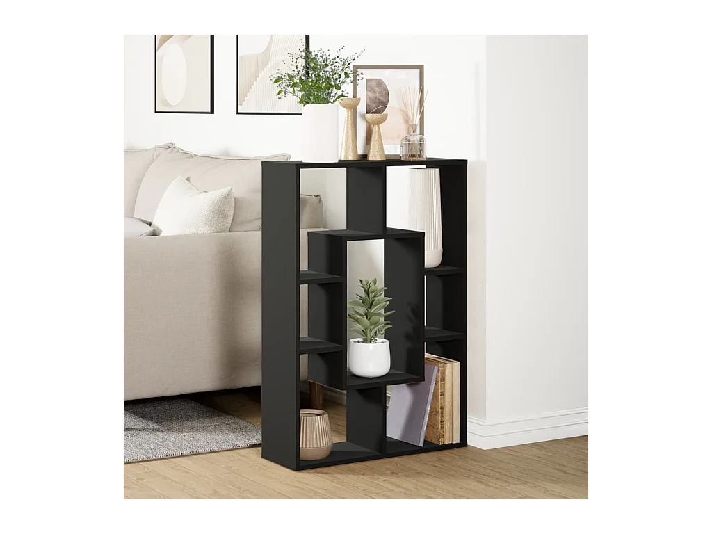Bibliothèque | Etagère de rangement | Meuble de rangement noir 63x20x90 cm bois d'ingénierie