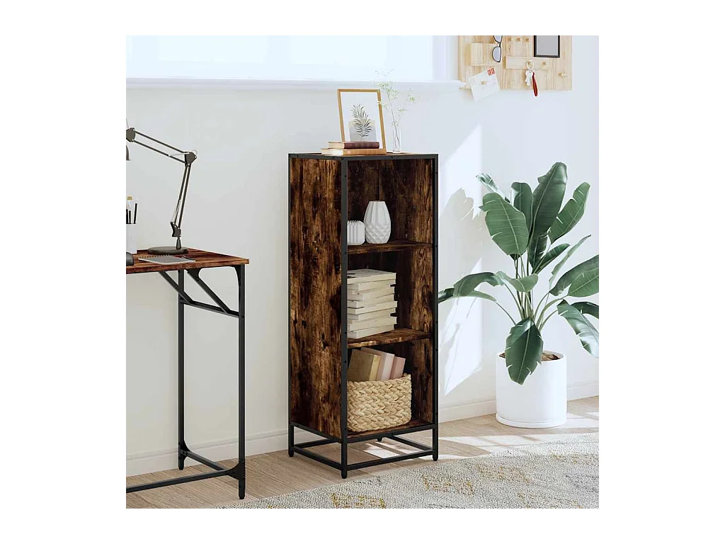 Bibliothèque | Etagère de rangement | Meuble de rangement chêne fumé 40x35x107,5 cm bois d'ingénierie