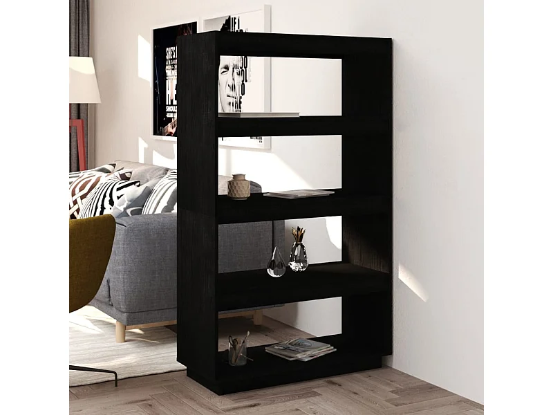 Bibliothèque | Etagère de rangement | Meuble de rangement Noir 80x35x135 cm Pin massif