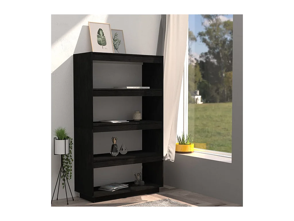 Bibliothèque | Etagère de rangement | Meuble de rangement Noir 80x35x135 cm Pin massif