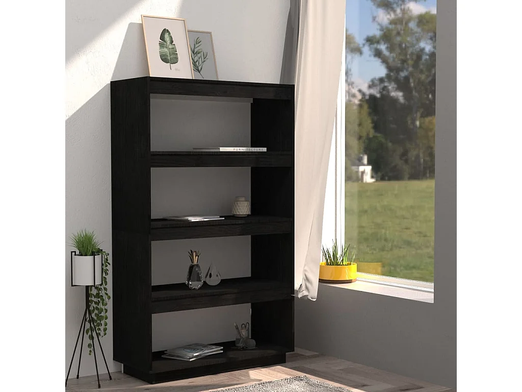 Bibliothèque | Etagère de rangement | Meuble de rangement Noir 80x35x135 cm Pin massif