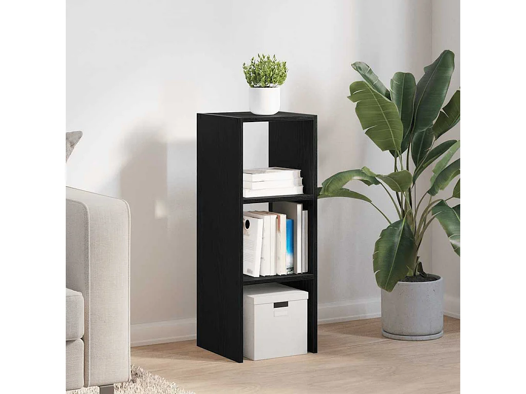 Libreria | Scaffale | Mobile di stoccaggio Impilabili Rovere Nero 30x30x80 cm Legno Multistrato