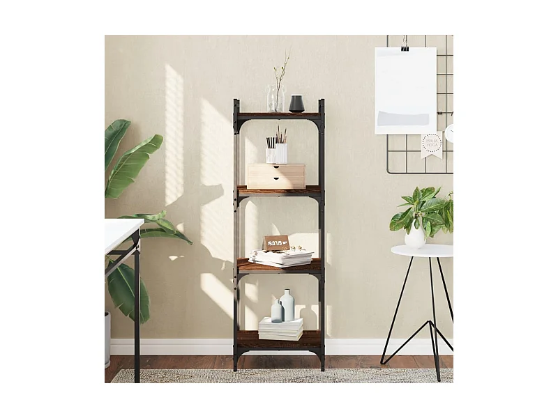 Bibliothèque | Etagère de rangement | Meuble de rangement 4 niveaux chêne marron 40x30x120cm bois ingénierie