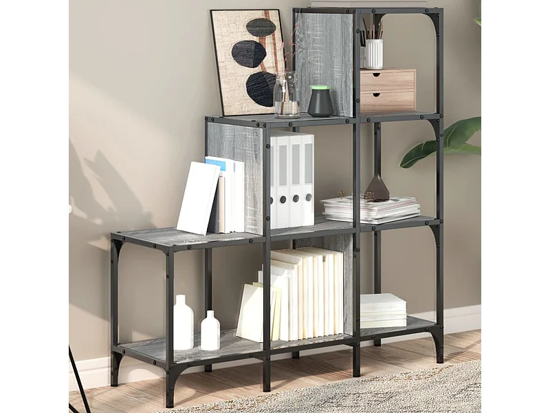 Bibliothèque | Etagère de rangement | Meuble de rangement sonoma gris 92x30x102 cm bois ingénierie et métal