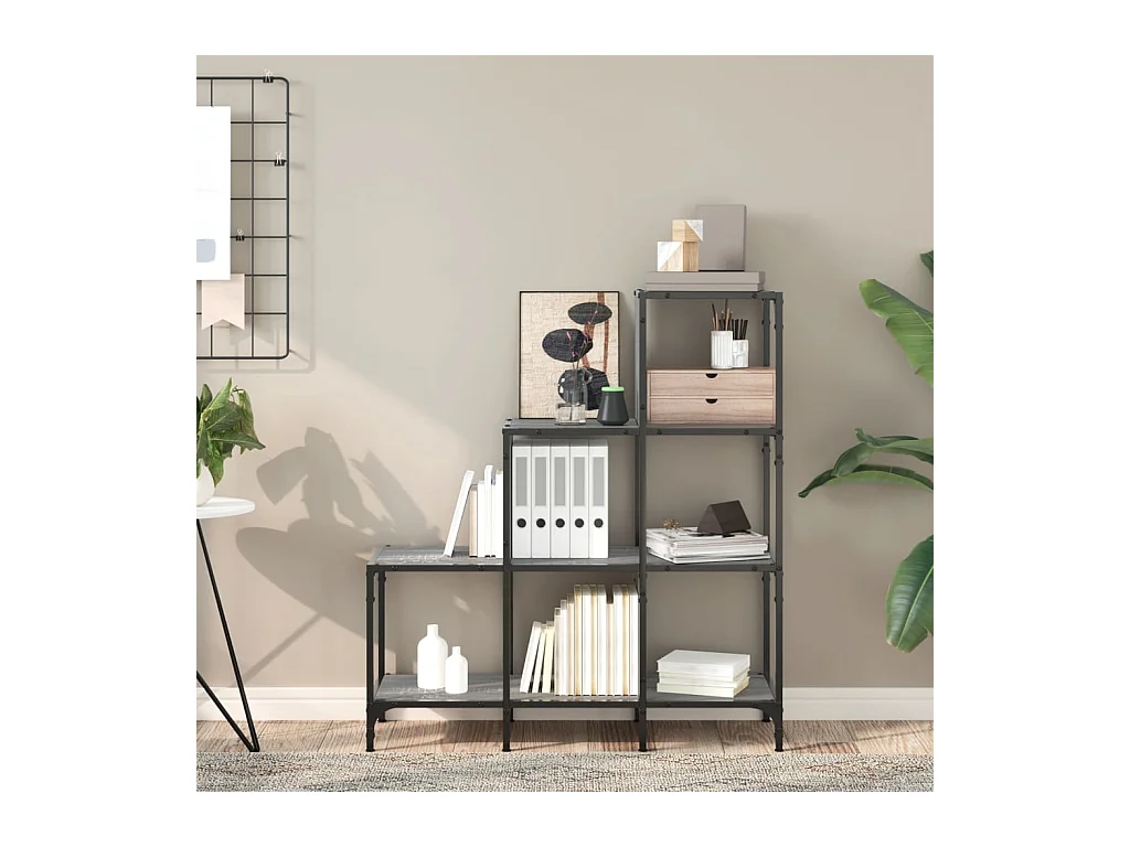 Bibliothèque | Etagère de rangement | Meuble de rangement sonoma gris 92x30x102 cm bois ingénierie et métal