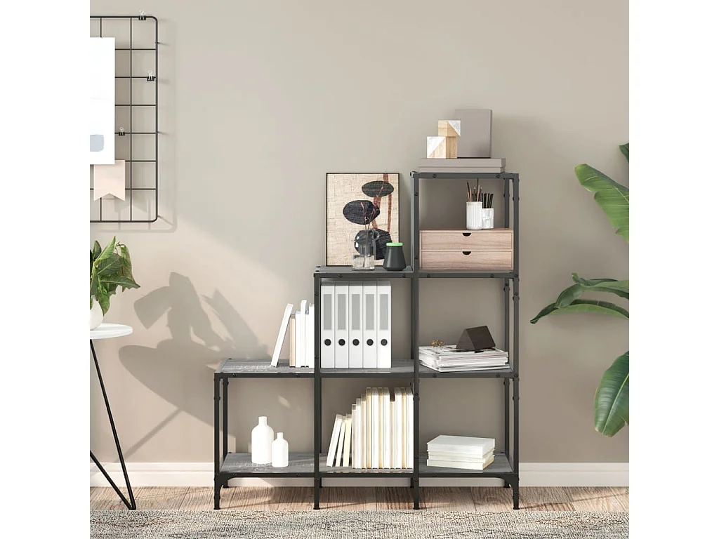 Libreria | Scaffale | Mobile di stoccaggio Grigio Sonoma 92x30x102 cm Legno Multistrato e Metallo