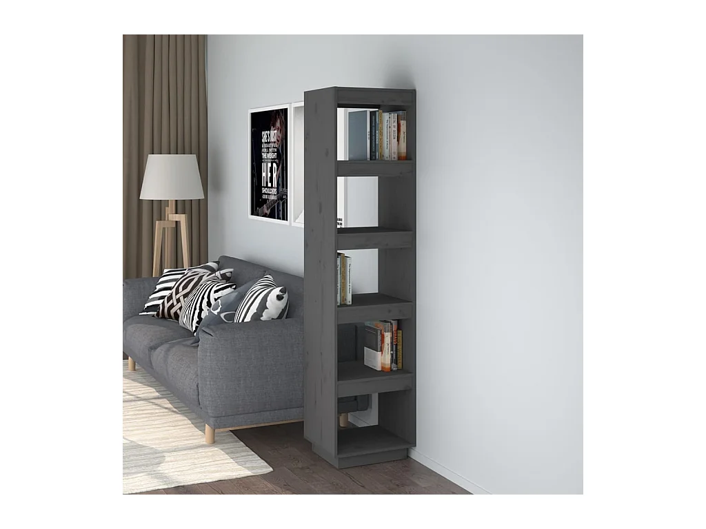 Bibliothèque | Etagère de rangement | Meuble de rangement Gris 40x35x167 cm Pin solide