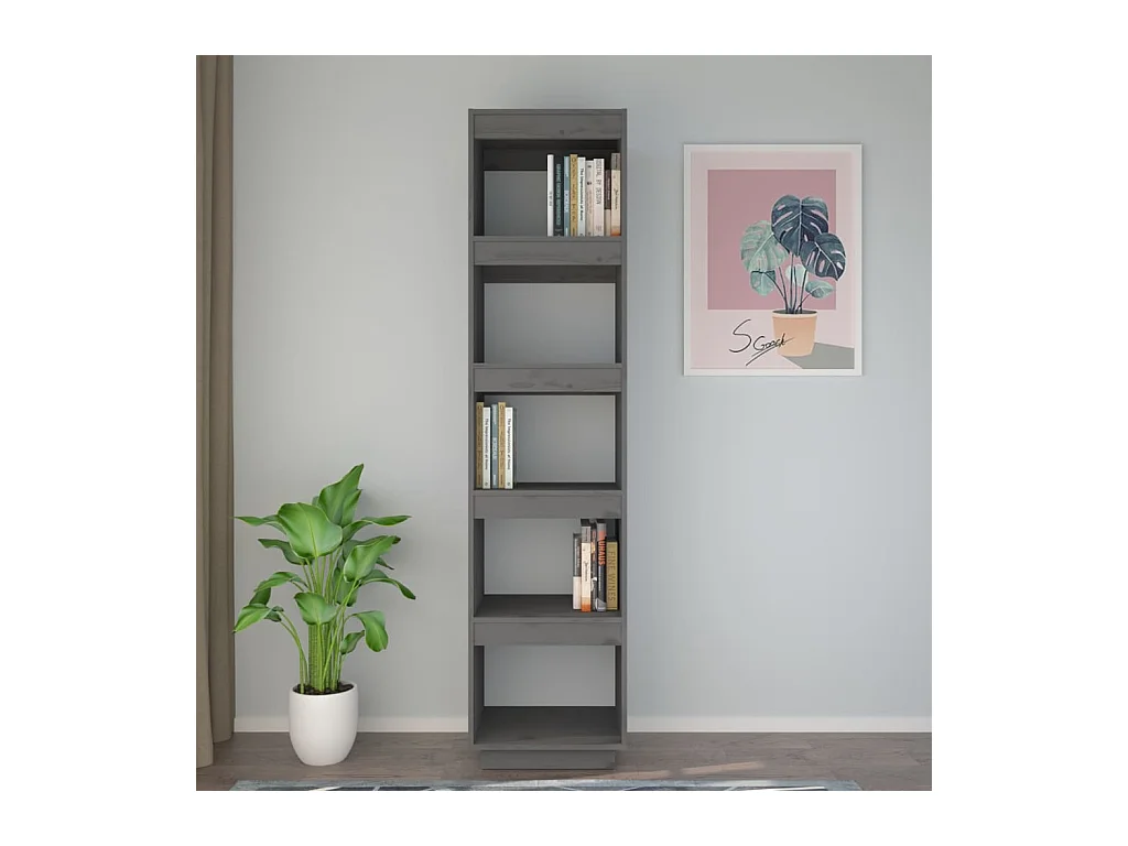 Bibliothèque | Etagère de rangement | Meuble de rangement Gris 40x35x167 cm Pin solide