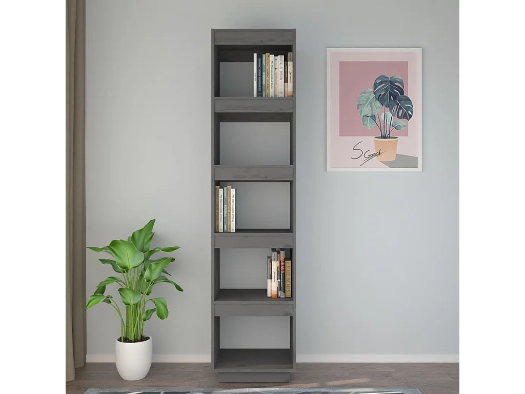 Bibliothèque | Etagère de rangement | Meuble de rangement Gris 40x35x167 cm Pin solide