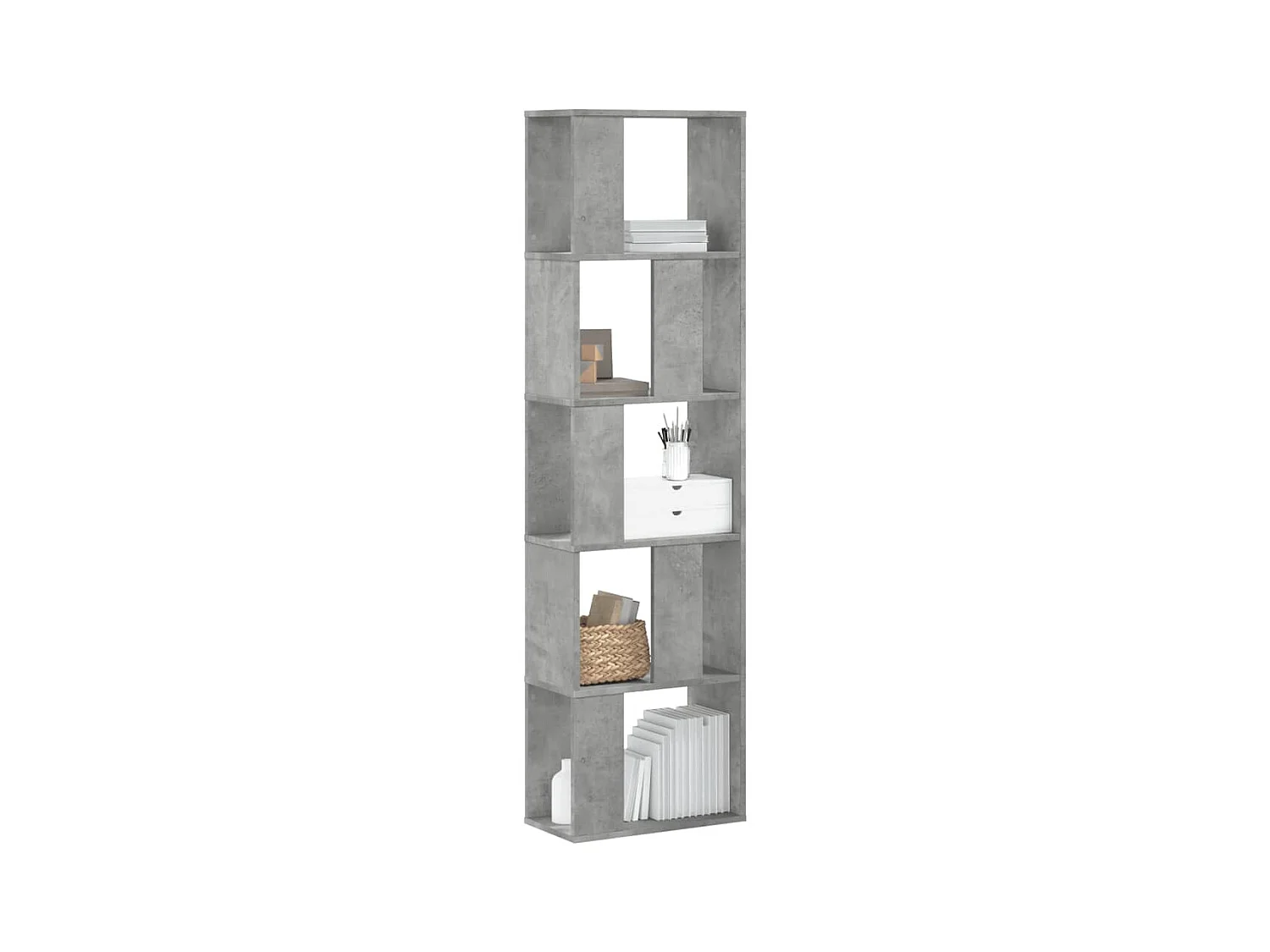 Libreria | Scaffale | Mobile di stoccaggio 5 Ripiani Grigio Cemento 45x23,5x162,5cm Multistrato