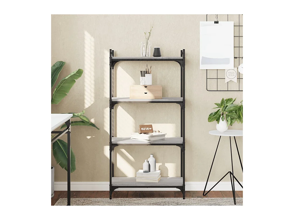Bibliothèque | Etagère de rangement | Meuble de rangement à 4 niveaux sonoma gris 60x30x120 cm