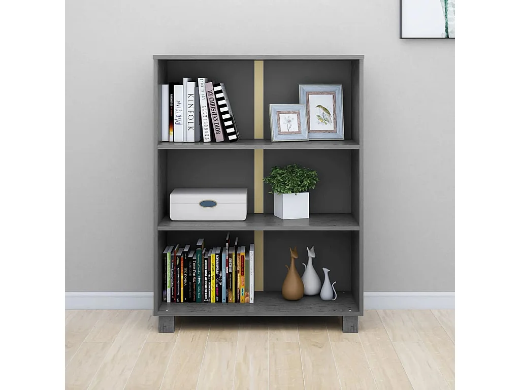 Bibliothèque | Etagère de rangement | Meuble de rangement HAMAR Gris foncé 85x35x112 cm Bois de pin massif