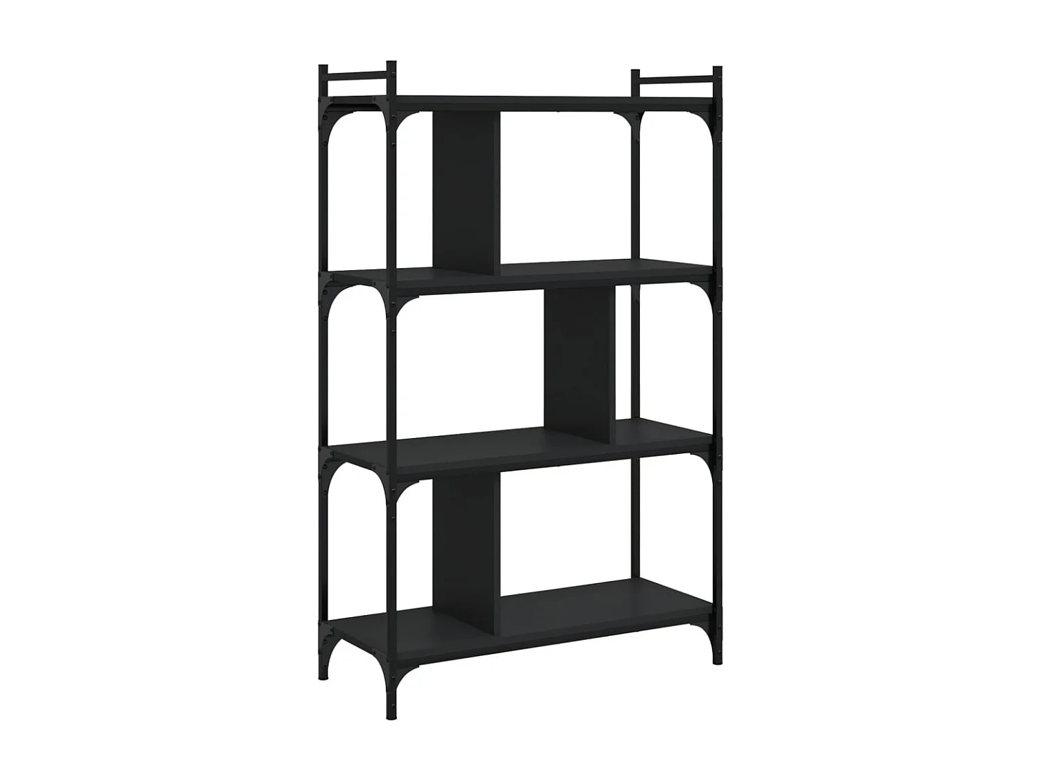 Libreria | Scaffale | Mobile di stoccaggio Nera 4 Ripiani 76x32x123 cm Legno Multistrato